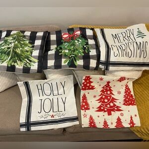 Festive Holiday Pillow Covers Set - Black, Red, Green